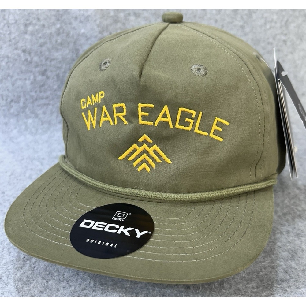 Camp War Eagle Arkansas Decky‎ Rope Snapback Hat Olive Green NWT
